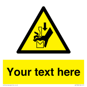 Custom warning hand crushing between press brake tool